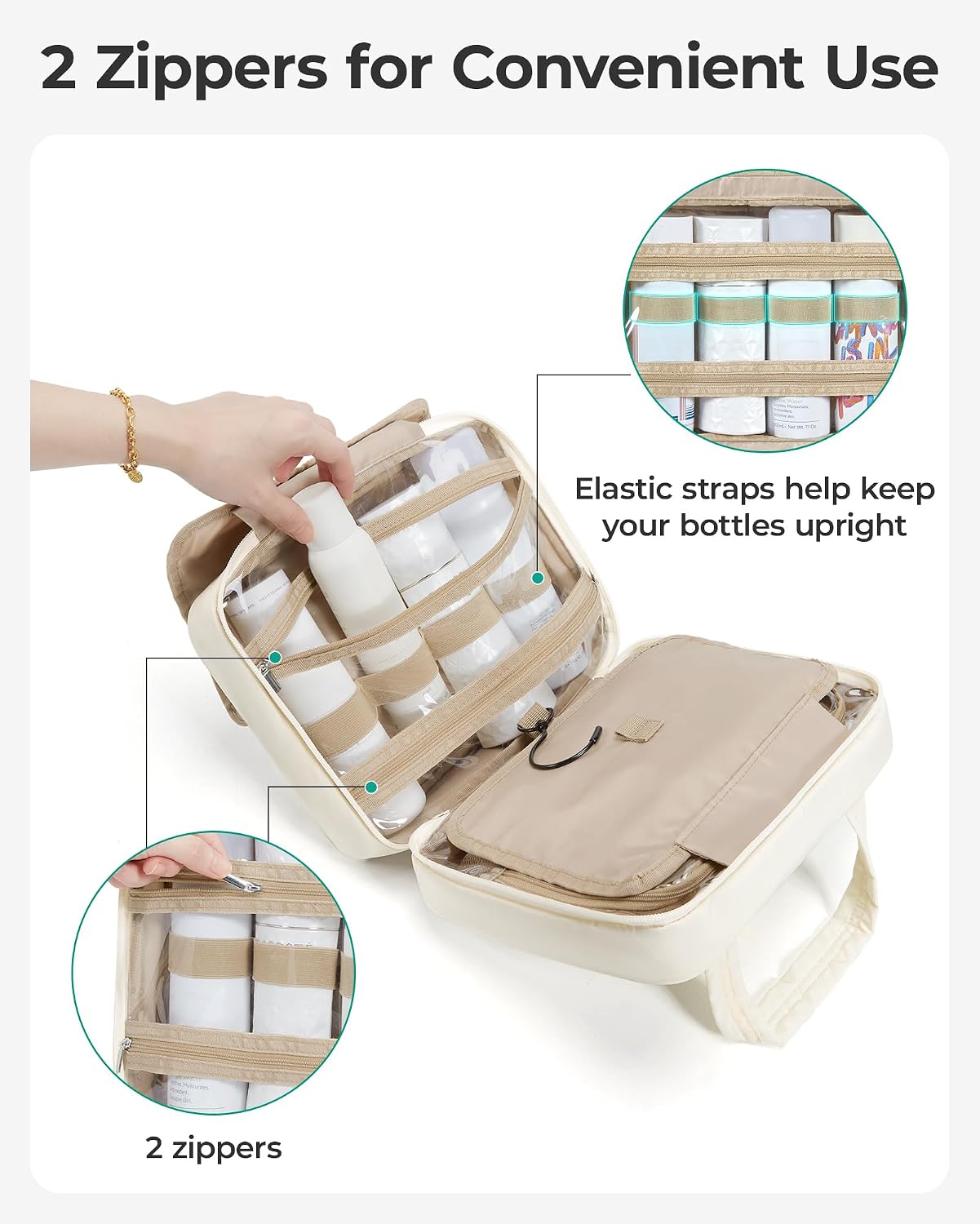 Thumbnail 2 de BAGSMART Reise Kulturtasche Damen – Große Aufhängetasche aus bauschigem Polyester, rosa