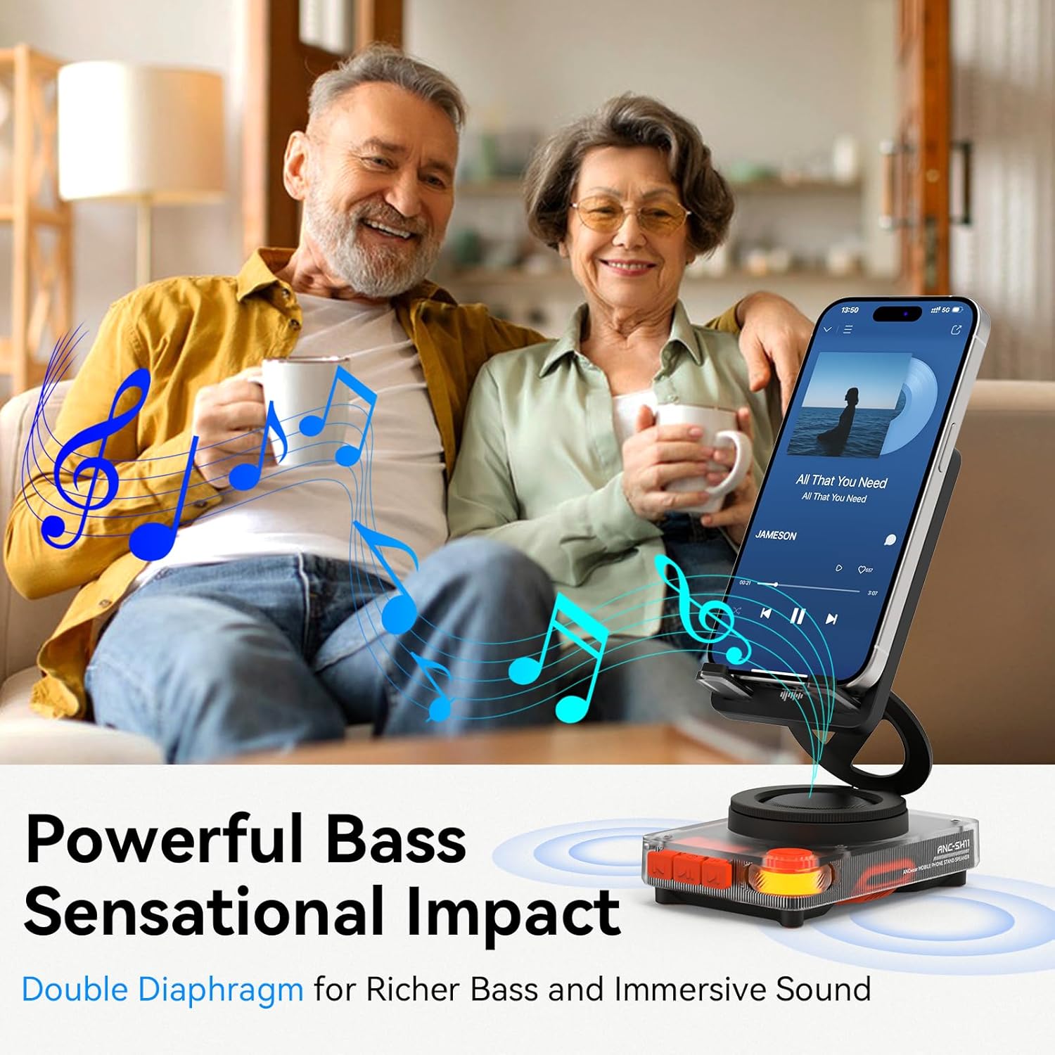 Thumbnail 3 de ANCwear Support portable pour téléphone et haut-parleur Bluetooth — son HD, design pliable