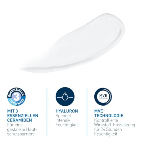 Detalle de CeraVe Feuchtigkeitsspendende Gesichtscreme – 24 Stunden Feuchtigkeit, 50 ml