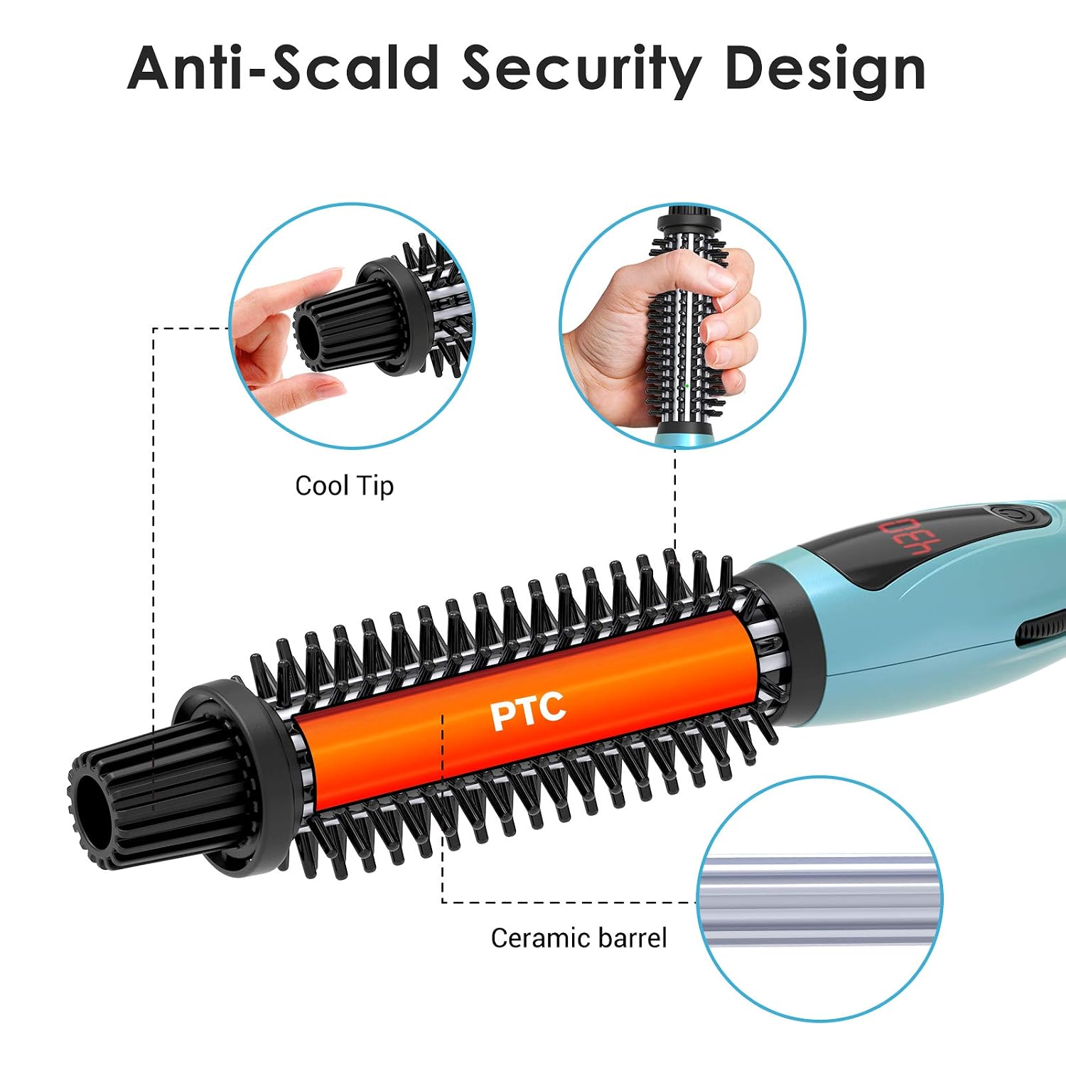 Thumbnail 1 de PHOEBE 1-Inch Curling Iron Brush with Ceramic & Tourmaline Ionic Tech, Anti-Scald Bristles
