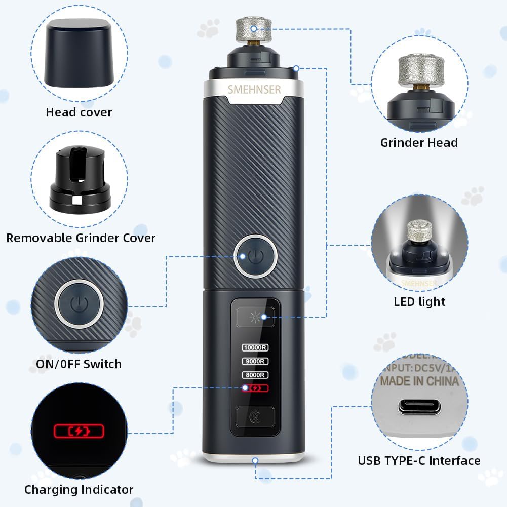 Thumbnail 2 de AUYAO Lima Unghie Cani – Tagliaunghie Elettrico Silenzioso, 3 Velocità, USB-C