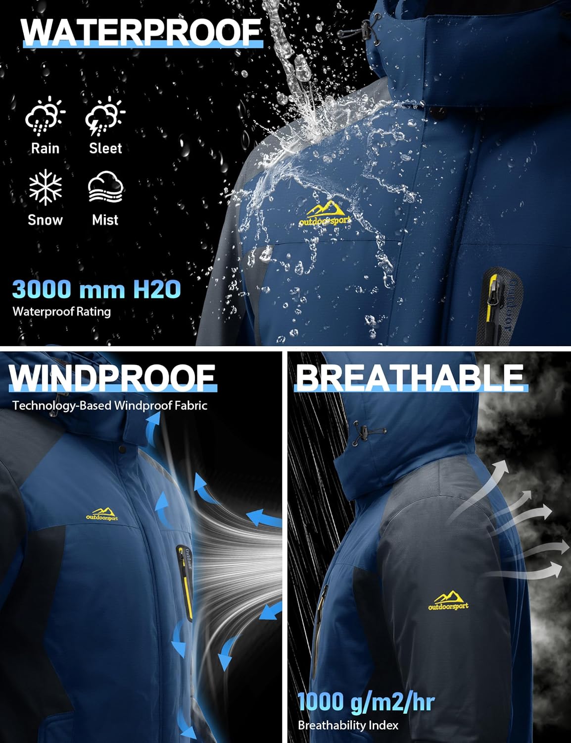 Thumbnail 2 de TACVASEN Men's Winter Ski Jacket waterproof 1 Jacket