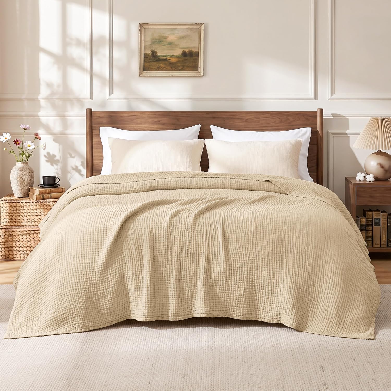 Detalle de Love's cabin Cotton Muslin Blanket, King Size