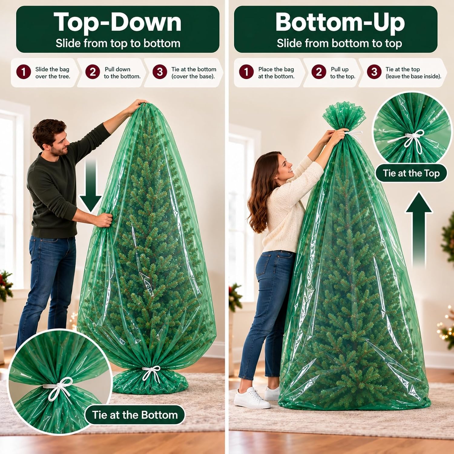 Detalle 2 de CHUPER Green Upright Christmas Tree Storage Bag 9ft 🎄