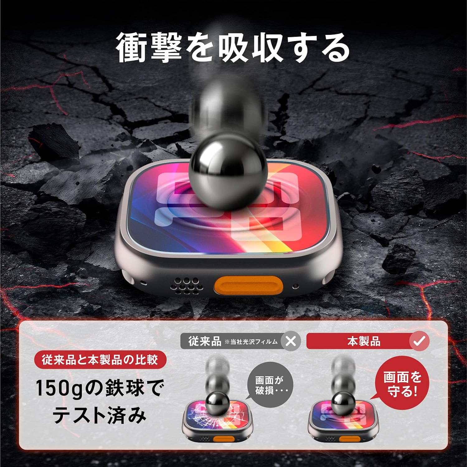 Detalle de エレコム AWW25CFLGZ2 ZEROSHOCK Apple Watch Ultra 49mm用ガラス保護フィルム