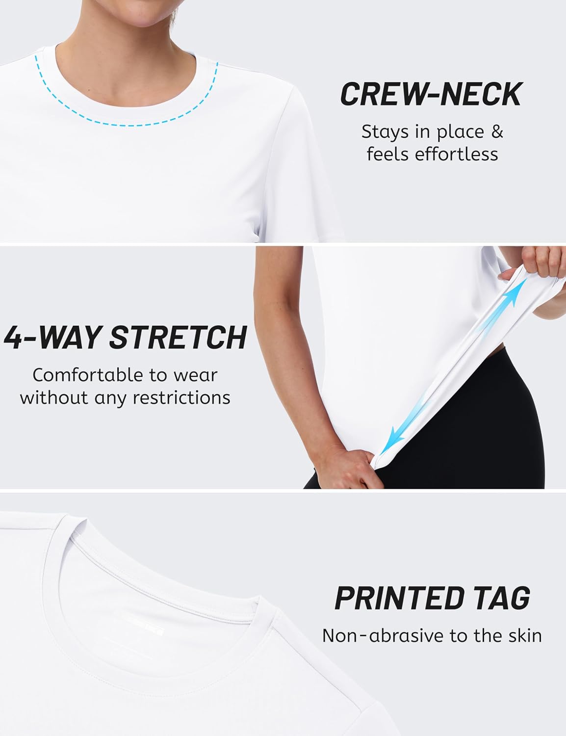 Detalle de TACVASEN Women’s Short Sleeve Workout Shirts with UPF 50+ Sun Protection