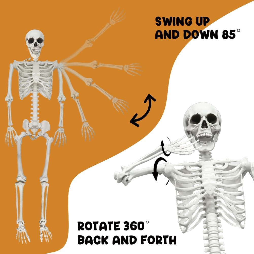 Detalle de UMEELR 5.4-Foot Halloween Skeleton Set with Poseable Human, Cat and Dog Figures