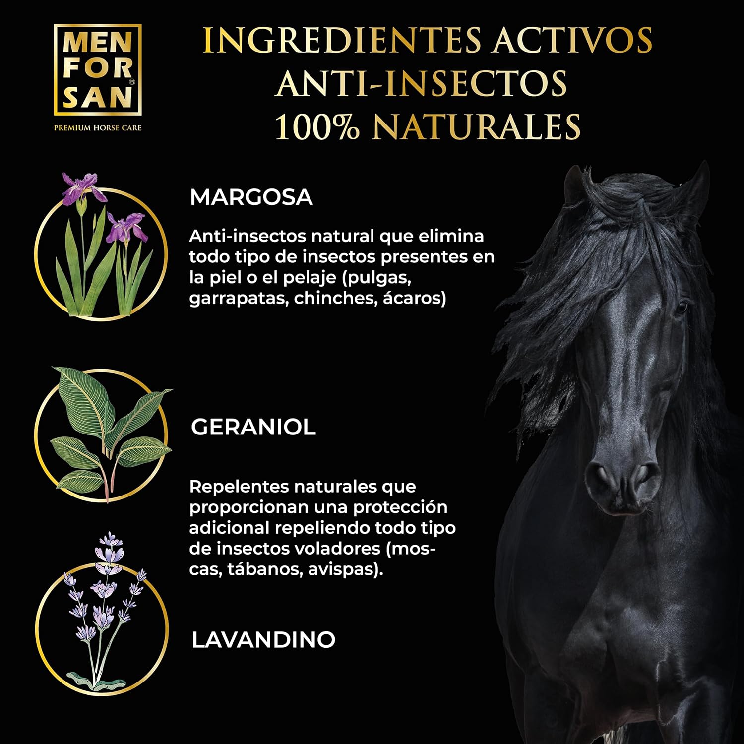 Thumbnail 5 de MENFORSAN Shampoo insetto-repellente per cavalli BIO 1L con margosa, geraniolo e lavandina