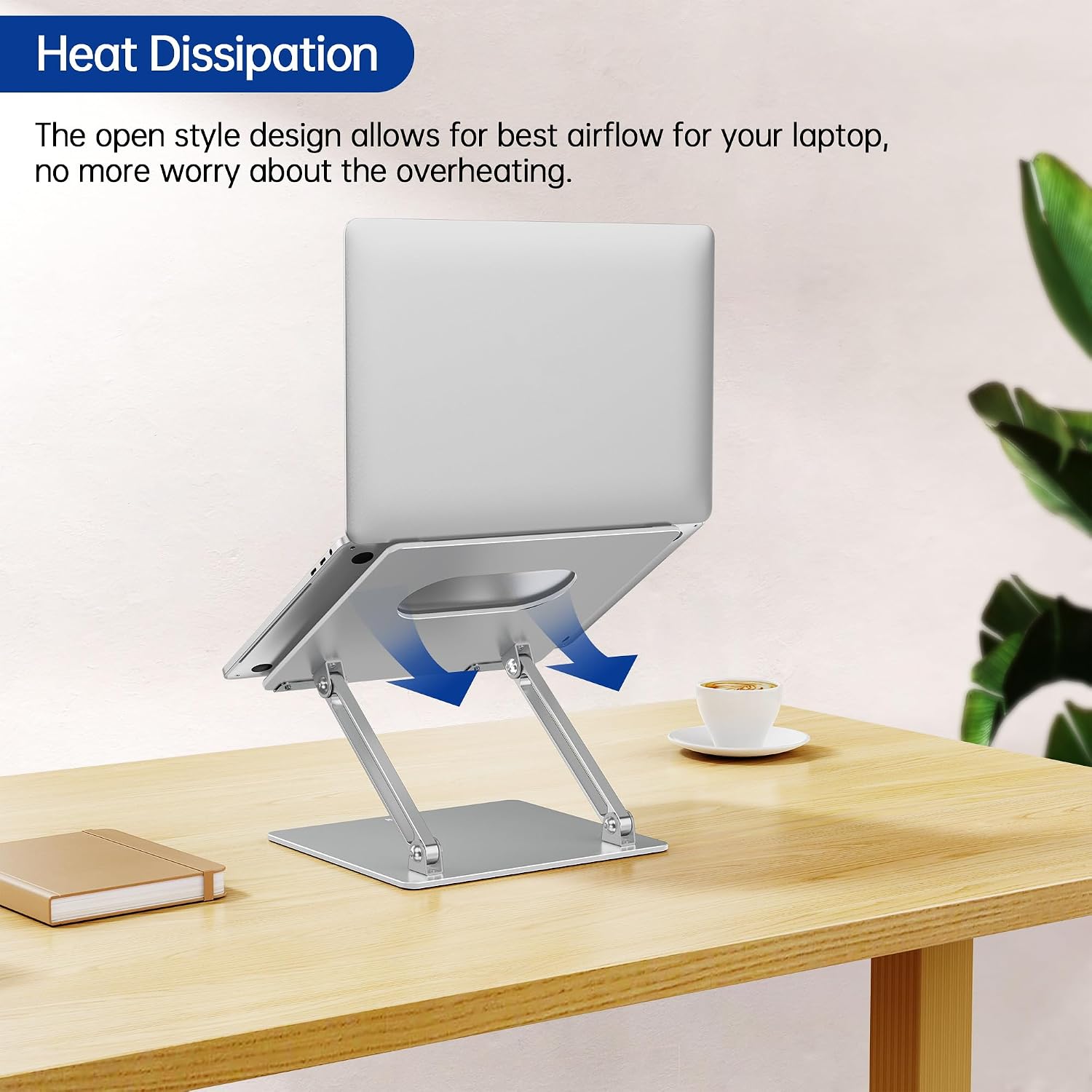 Detalle 2 de BESIGN LS10 Silver Laptop Stand, Adjustable and Foldable for 10–14-Inch Laptops