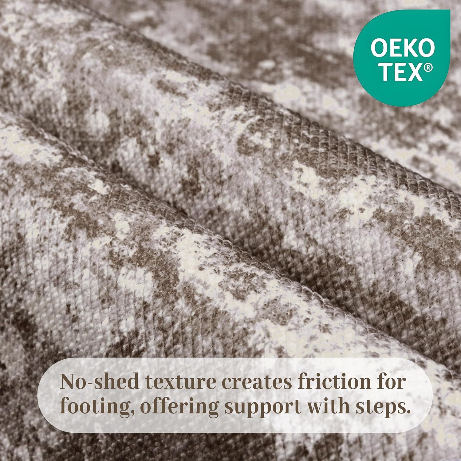 Detalle de TTelephant Nina 2' x 10' Runner Rug, Abstract Brown, Washable with Silicone Backing