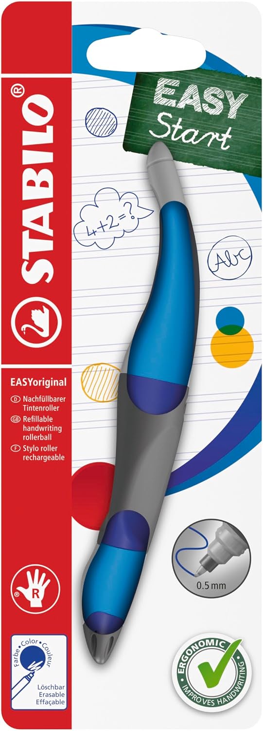 Detalle de STABILO EASYoriginal Penna Roller Ergonomica per Destrimani e Mancini in Blu - Cartuccia Blu inclusa