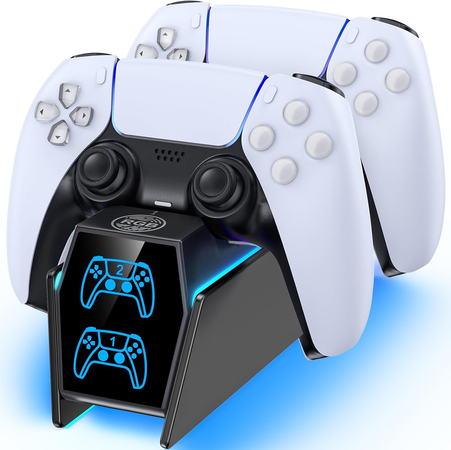 Detalle de Tokluck PS5 Controller Ladestation mit RGB & LED-Status (für DualSense & Edge Controller)