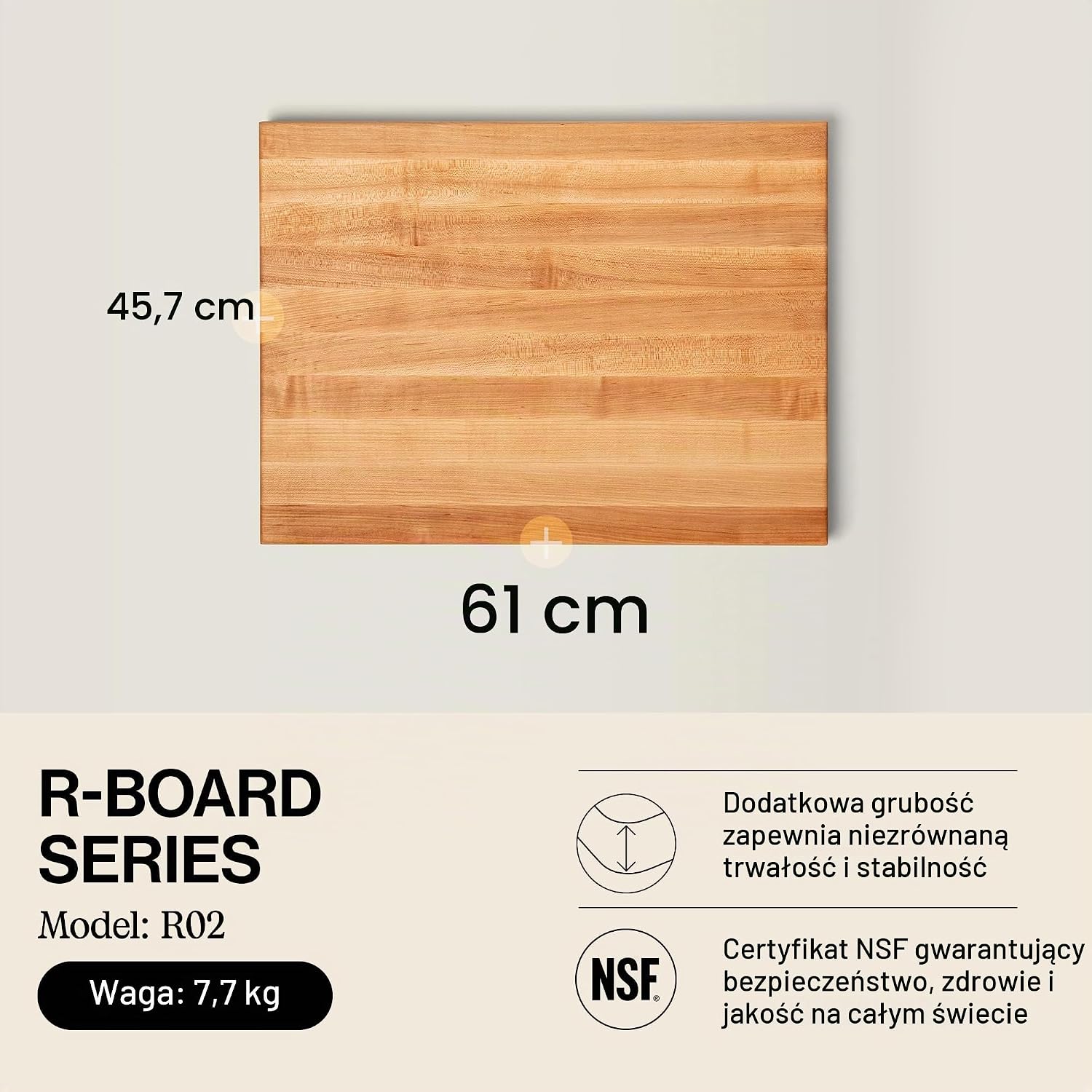 Detalle 2 de John Boos Block R-Board R02 – dwustronna deska klonowa 61 × 45 × 3,8 cm