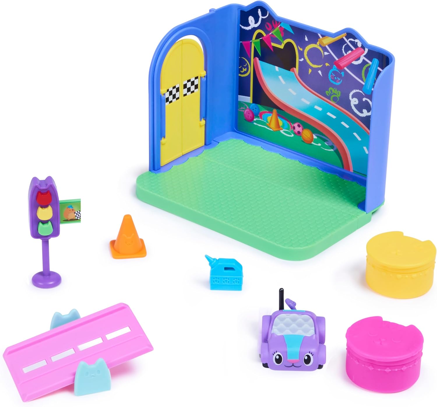 Detalle de Gabby et la Maison Magique – Pièce La Salle De Jeu Chabriolette (1 figurine + accessoires) – Jouet Gabby Dollhouse