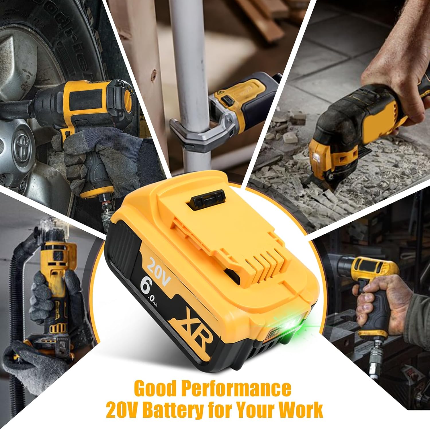 Detalle de 2X 18V 6.0Ah Li-Ion Replacement Batteries with 6A Dual Charger for Dewalt 18V Systems (DCB182, DCB184, DCB101, DCB107, DCB112, DCB105, DCB115, DCB203)