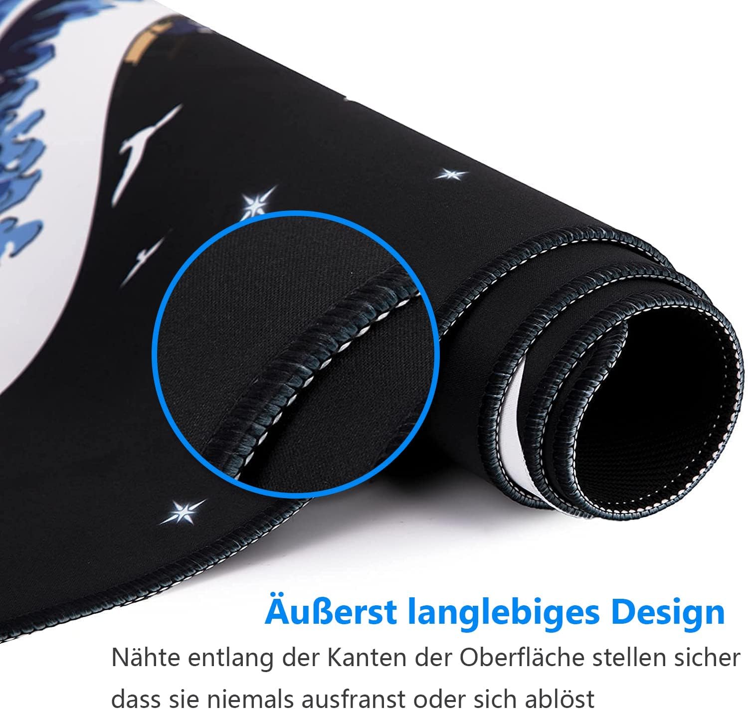 Detalle de Gaming Mauspad XXL – 800 × 300 × 3 mm mit genähtem Rand, wasserdicht und rutschfest