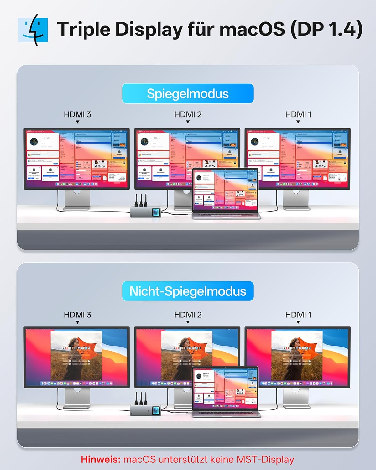 Detalle de USB-C Docking Station 13-in-1 mit 3 HDMI-Anschlüssen – Triple-Display, 2,5G Ethernet, 100W PD