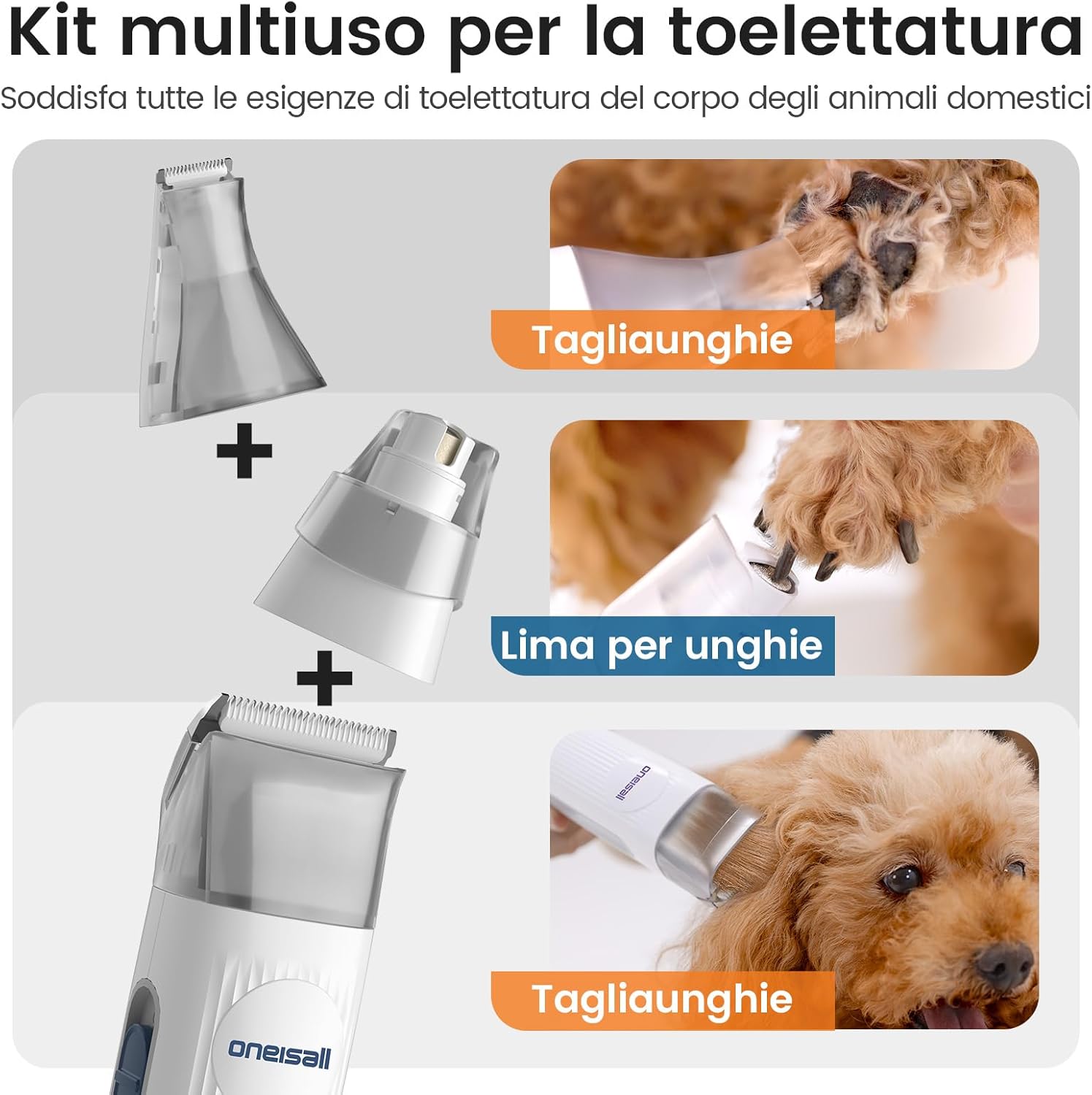 Detalle de Oneisall kit toelettatura e aspirazione a vuoto per animali domestici – 7 in 1, 1,5L, 220V