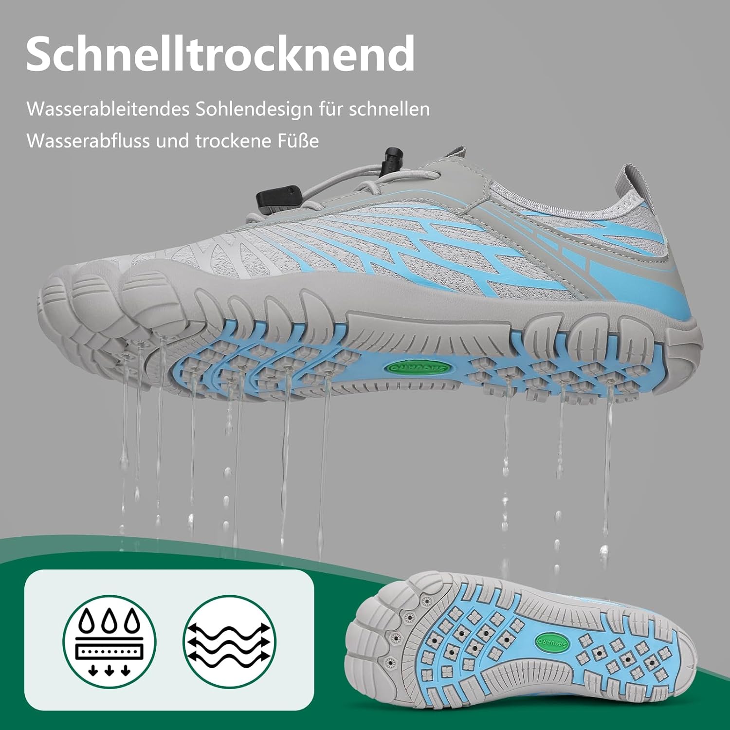 Thumbnail 4 de SAGUARO Damen Barfußschuhe leicht & atmungsaktiv – schnell trocknende Badeschuhe mit breiter Zehenbox (Gr. 35–43)