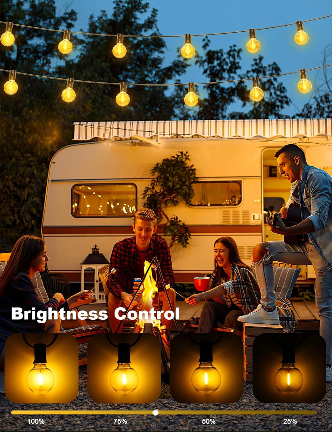Detalle de Catena Luci da Esterno 11M/36Ft G40 LED Dimmerabile – Luce calda per giardino e feste