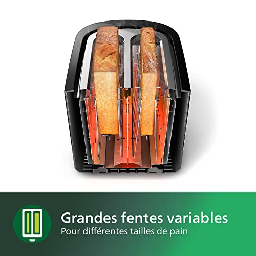 Thumbnail 6 de PHILIPS Grille-pain Daily, 2 fentes larges, 8 réglages, 830W, Noir