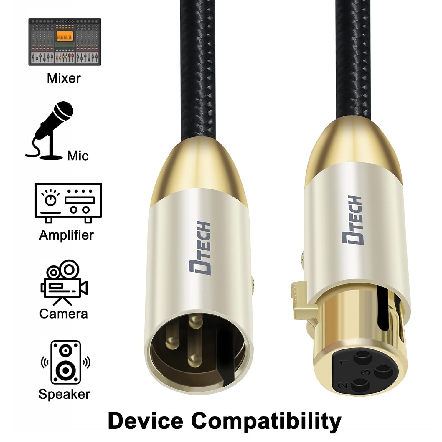 Detalle 2 de DTECH XLR microphone cable, 3-meter