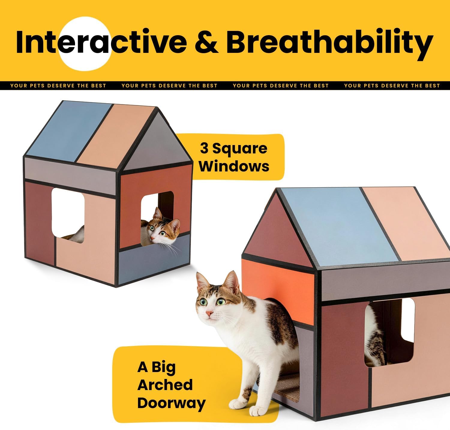 Detalle 2 de Conlun Large Cardboard Cat House with Scratching Board & Catnip
