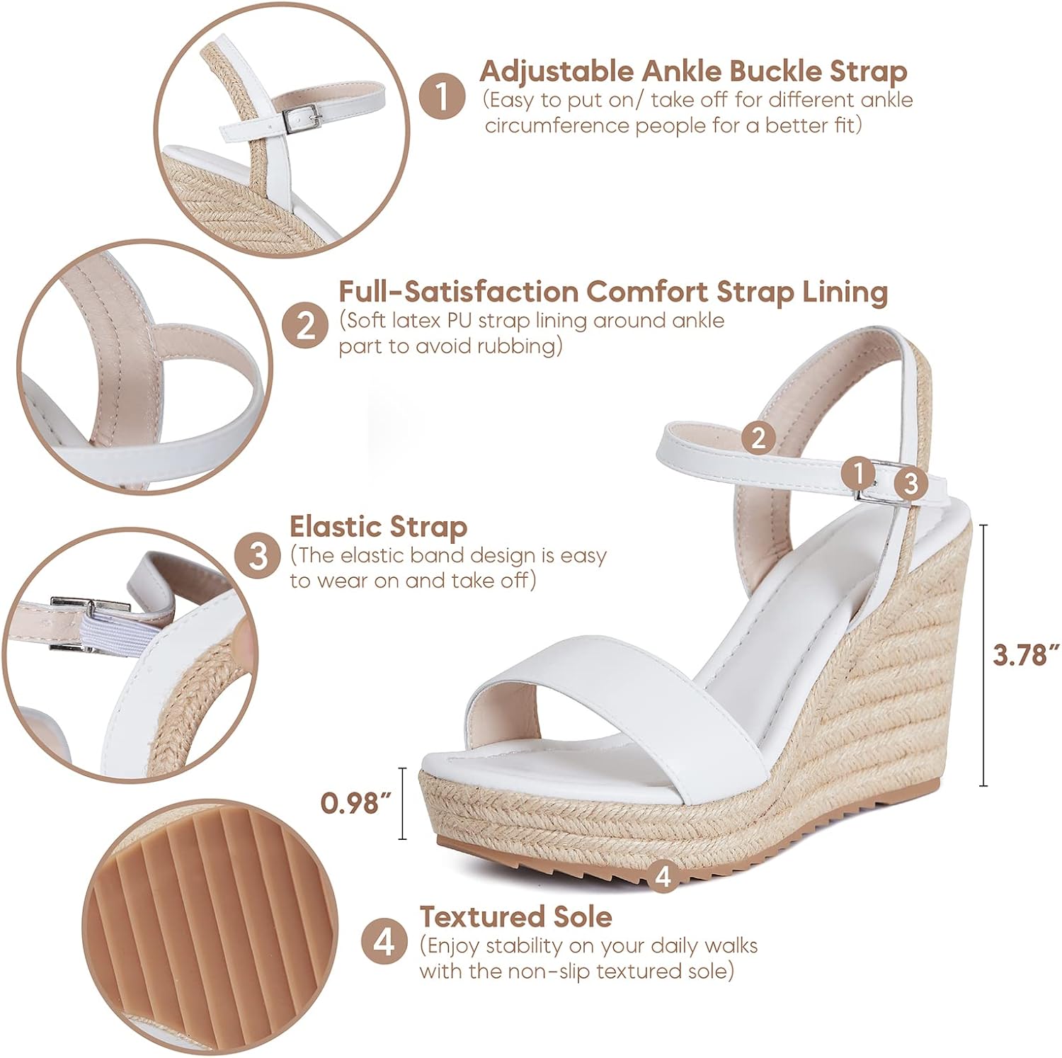 Thumbnail 2 de mikarka Women’s Espadrille Wedge Sandals with Ankle Strap Platform Wedges