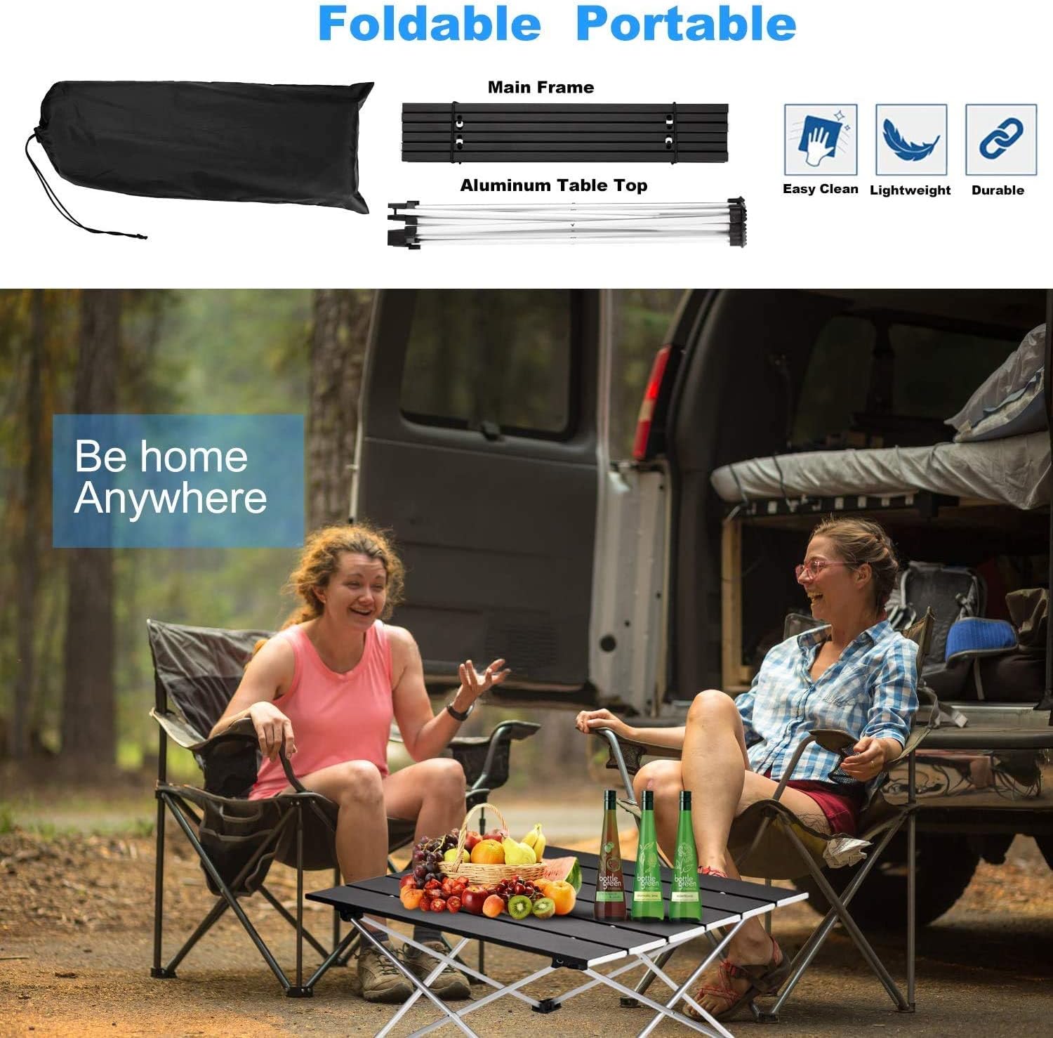 Thumbnail 3 de Ledeak Portable Camping Table Small Black