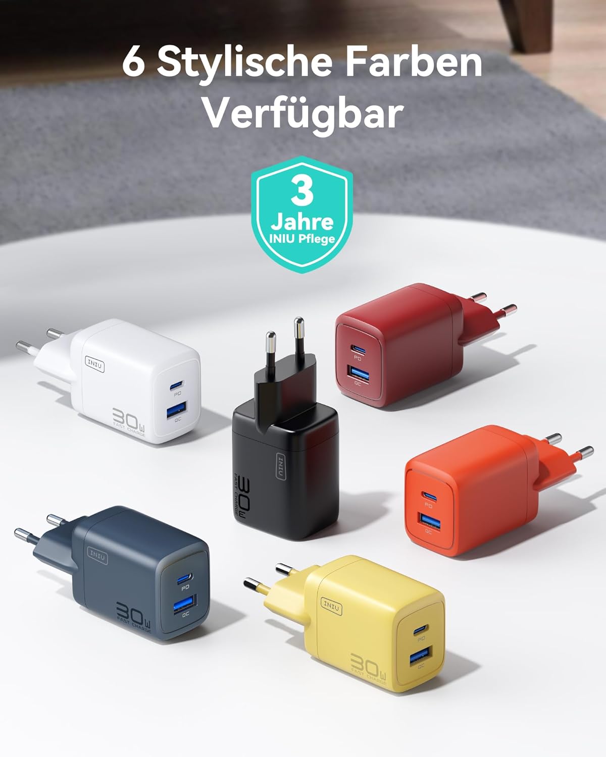 Thumbnail 6 de INIU 30W USB-C Ladegerät (2er-Set) mit GaN & Kabel – für gleichzeitiges Laden von zwei Geräten