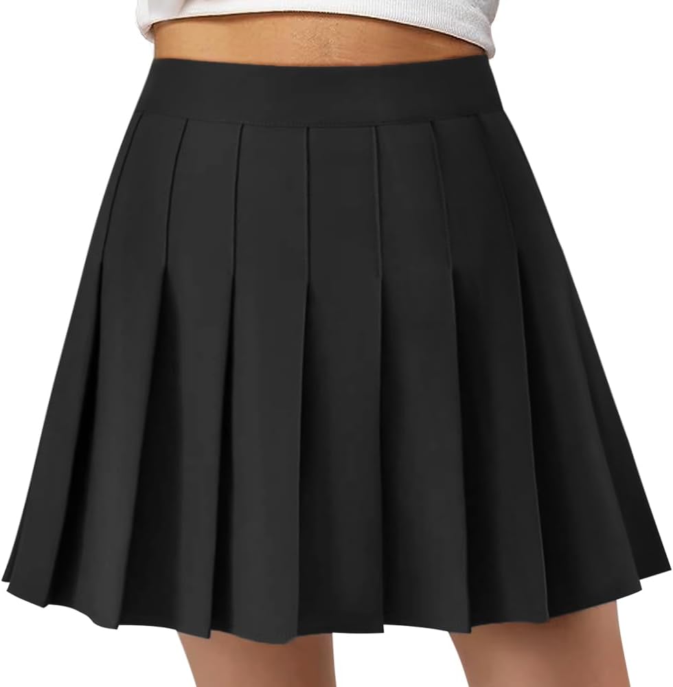 Detalle 2 de DRESHOW Basic Solid Stretchy Flared Beiläufige Mini Skater-Rock für Damen