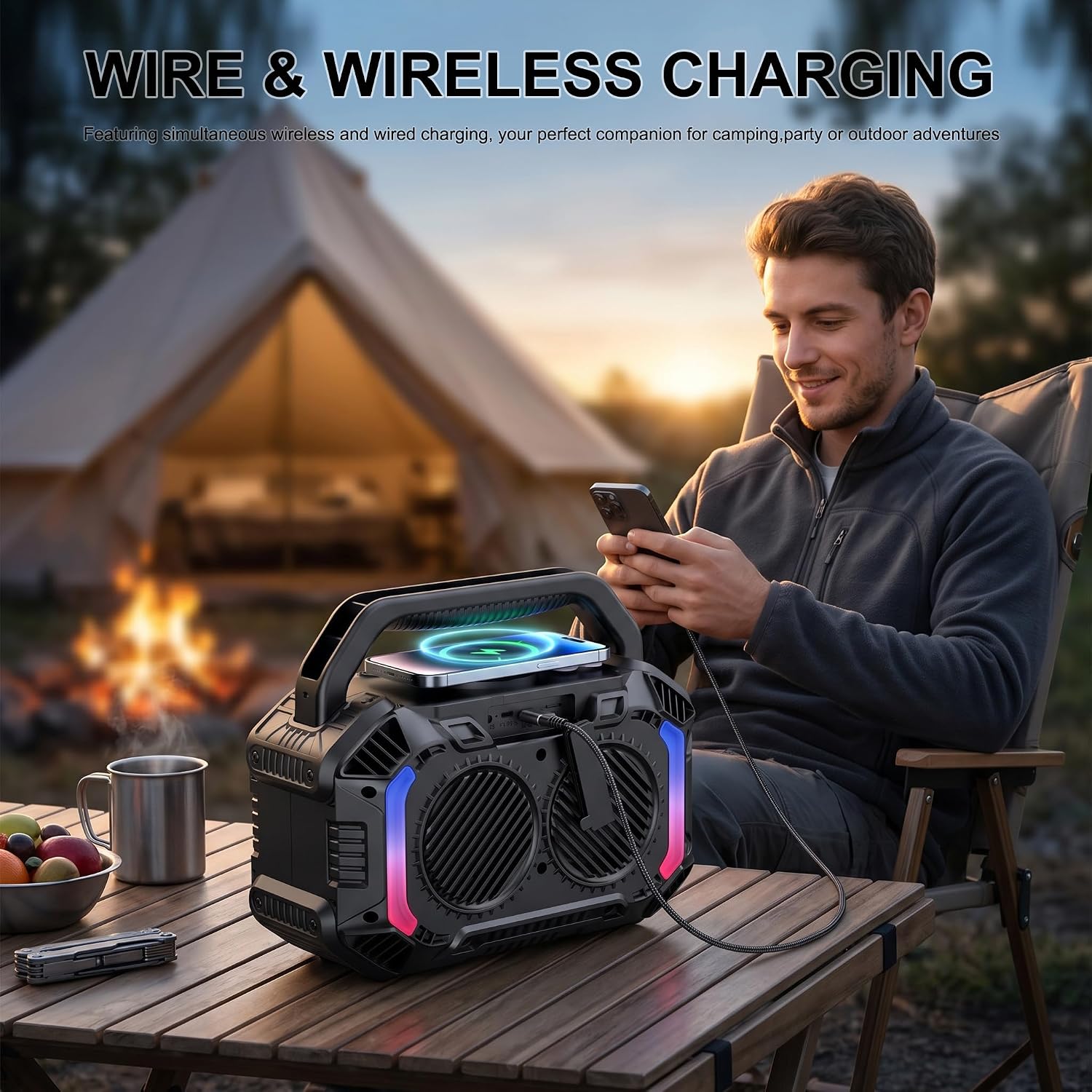 Thumbnail 6 de OMUCA 100W Bluetooth Portable Speaker (IPX7, Floatable, RGB Light, 20H) – Black