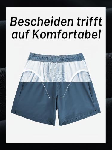 Detalle de Arcweg Badehose Herren mit Reißverschluss-Tasche – Atmungsaktiv, wasserabweisend und verstellbar