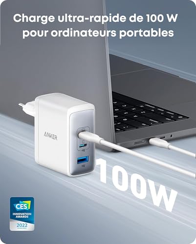 Detalle de Anker 736 Nano II 100W — Chargeur USB-C 3 ports (GaN II)