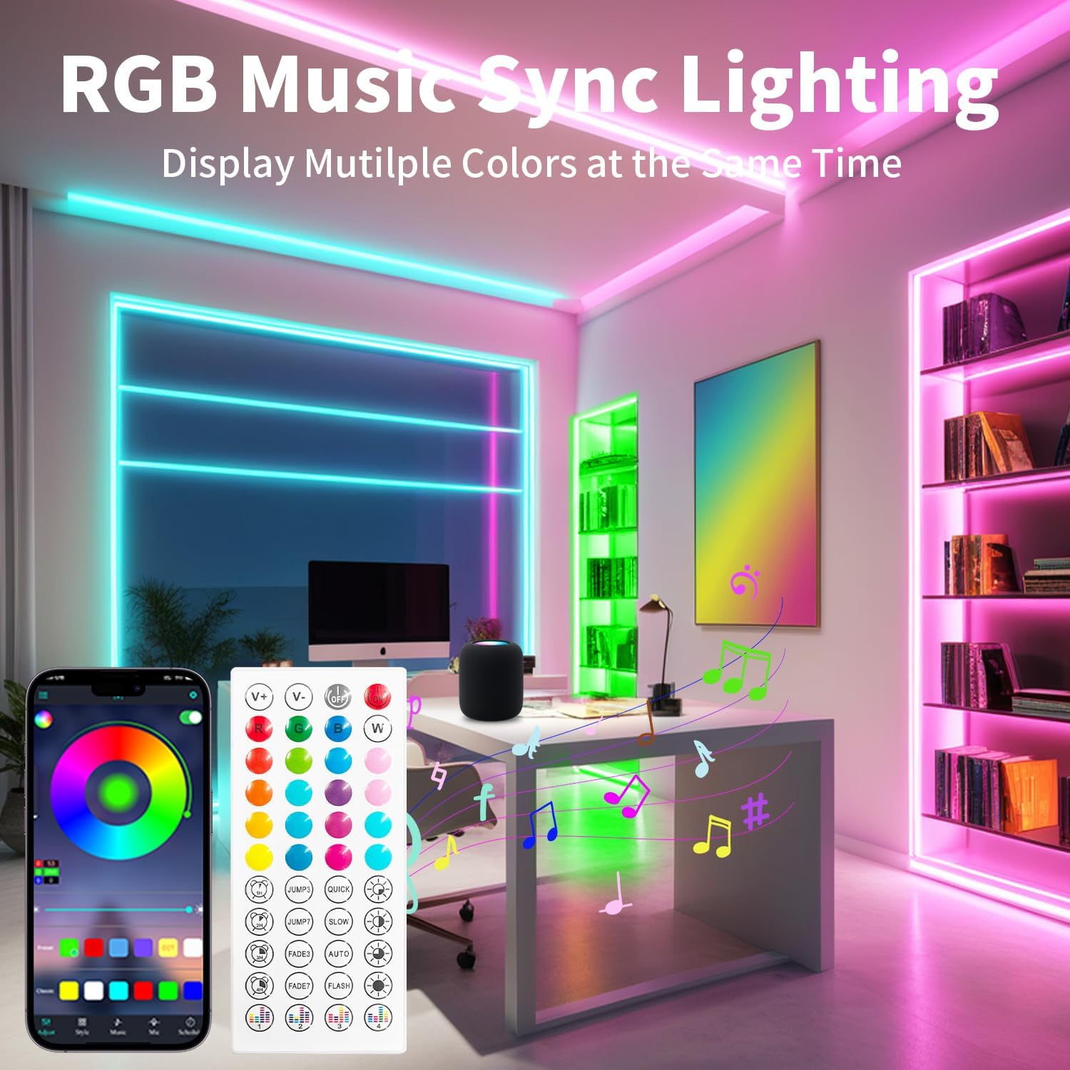 Thumbnail 2 de ShineBurky Tira LED Neón 5M RGB IP65 App Control 🌈