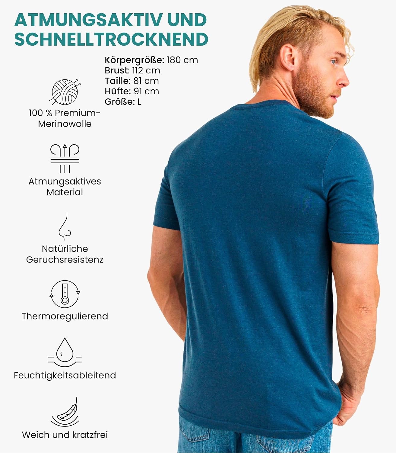 Detalle 2 de Merino.tech Premium Merino Shirt 165 g/m²