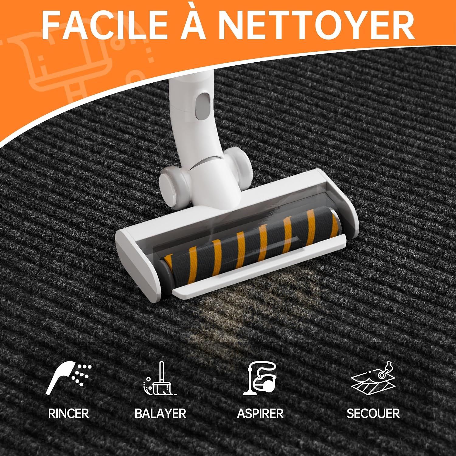 Thumbnail 4 de HOMEK Paillasson d’extérieur pour entrée 60 x 180 cm – grand tapis gris foncé résistant à la pluie