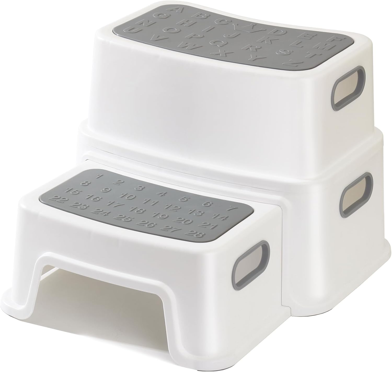 2-stufiger Tritthocker für Kinder (Anti-Rutsch & Anti-Kipp) aus PP, weiß