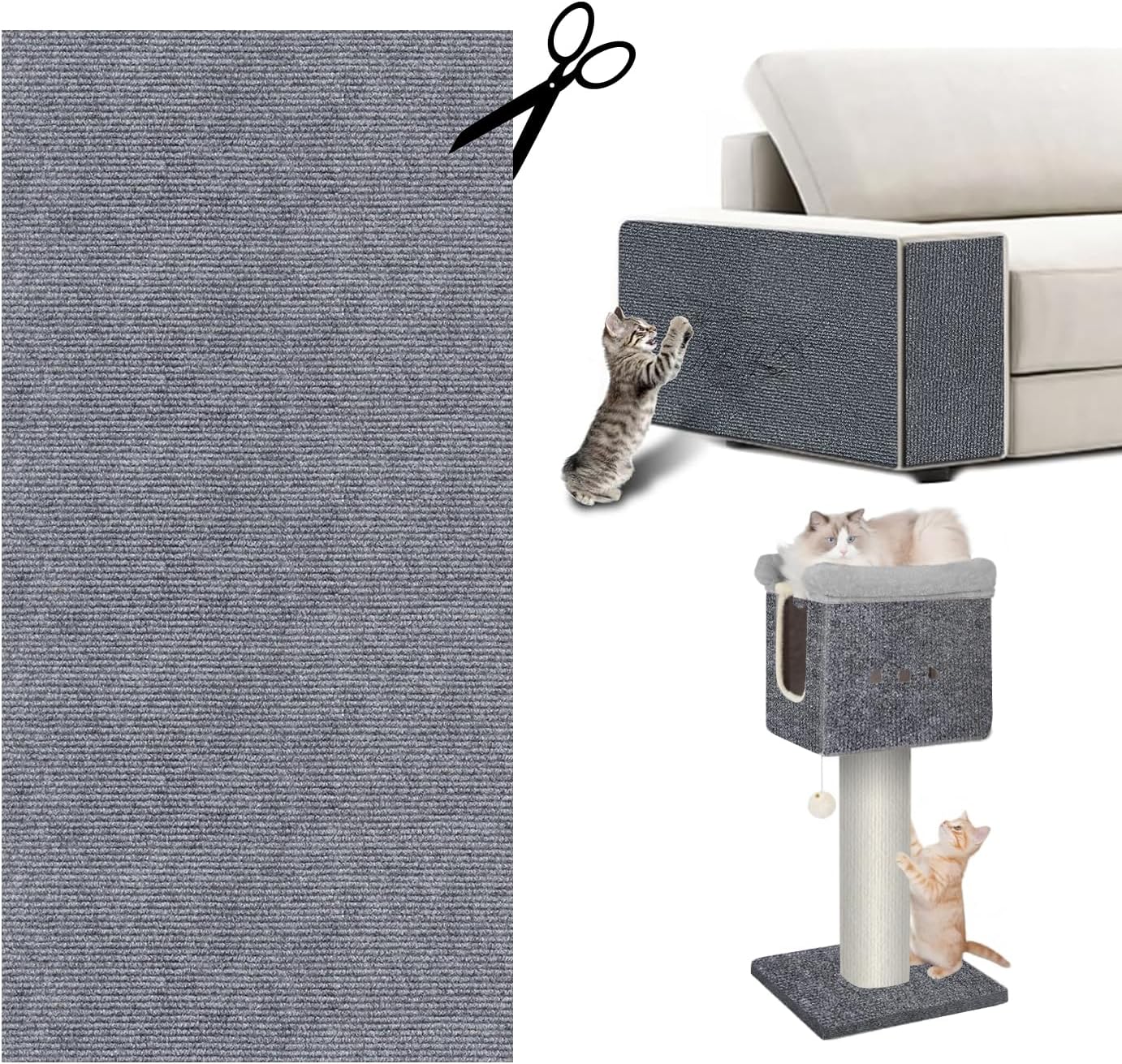 Detalle de Trimmbare selbstklebende Kratzschutz-Matte für Sofa & Wand – Katzenschutzteppich 200 cm
