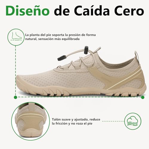 Detalle 2 de SAGUARO Unisex Zapatos de Agua Antideslizante Secado Rápido para Playa y Natación (Caqui, 40 EU)