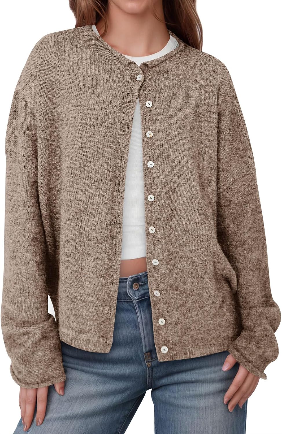 Detalle de Saodimallsu Women's Lightweight Knit Cardigan