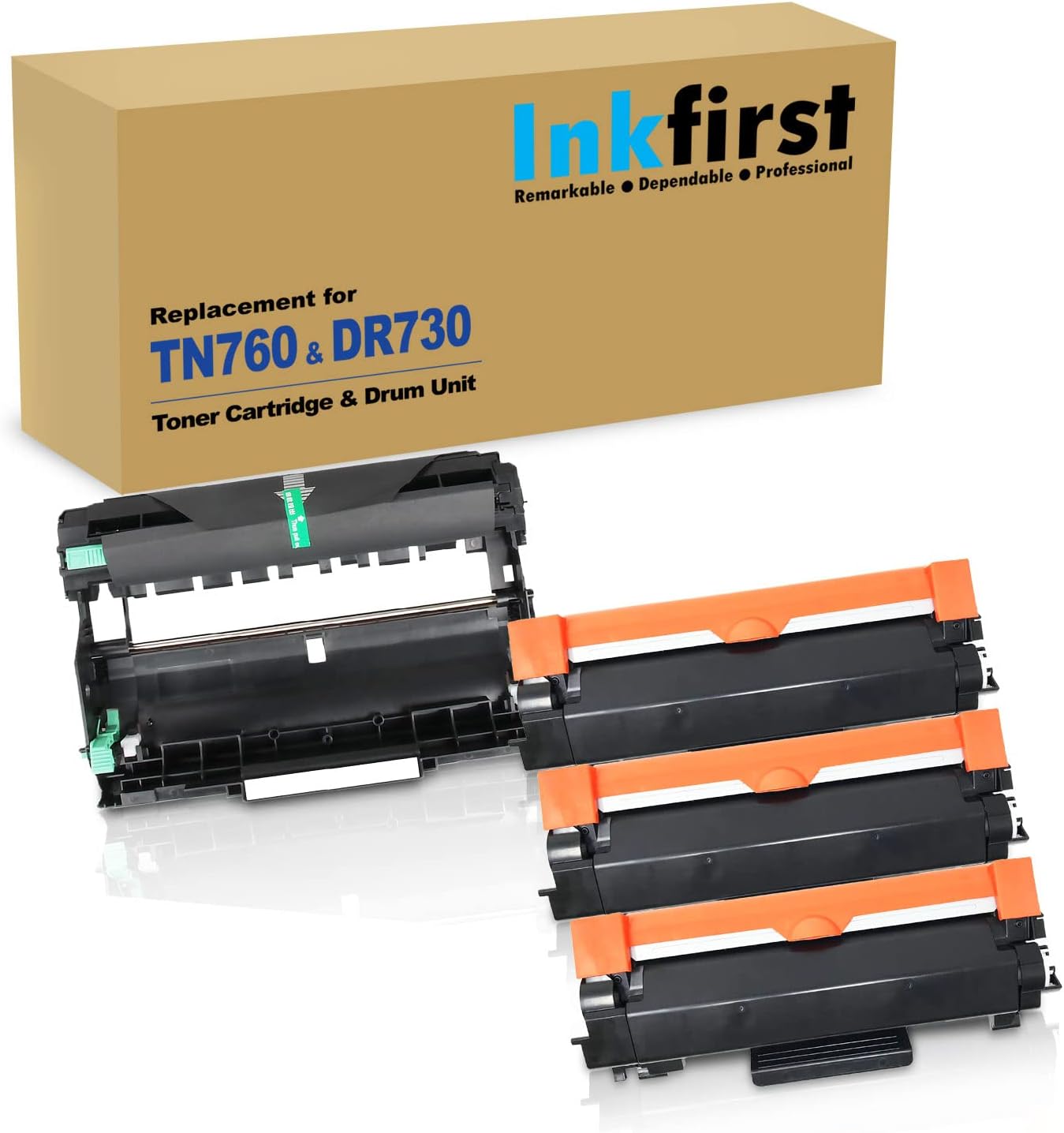 Inkfirst IF-TN-760(WCHIP)DR-730COMBO-3TN/1DR(A) Toner and Drum Kit