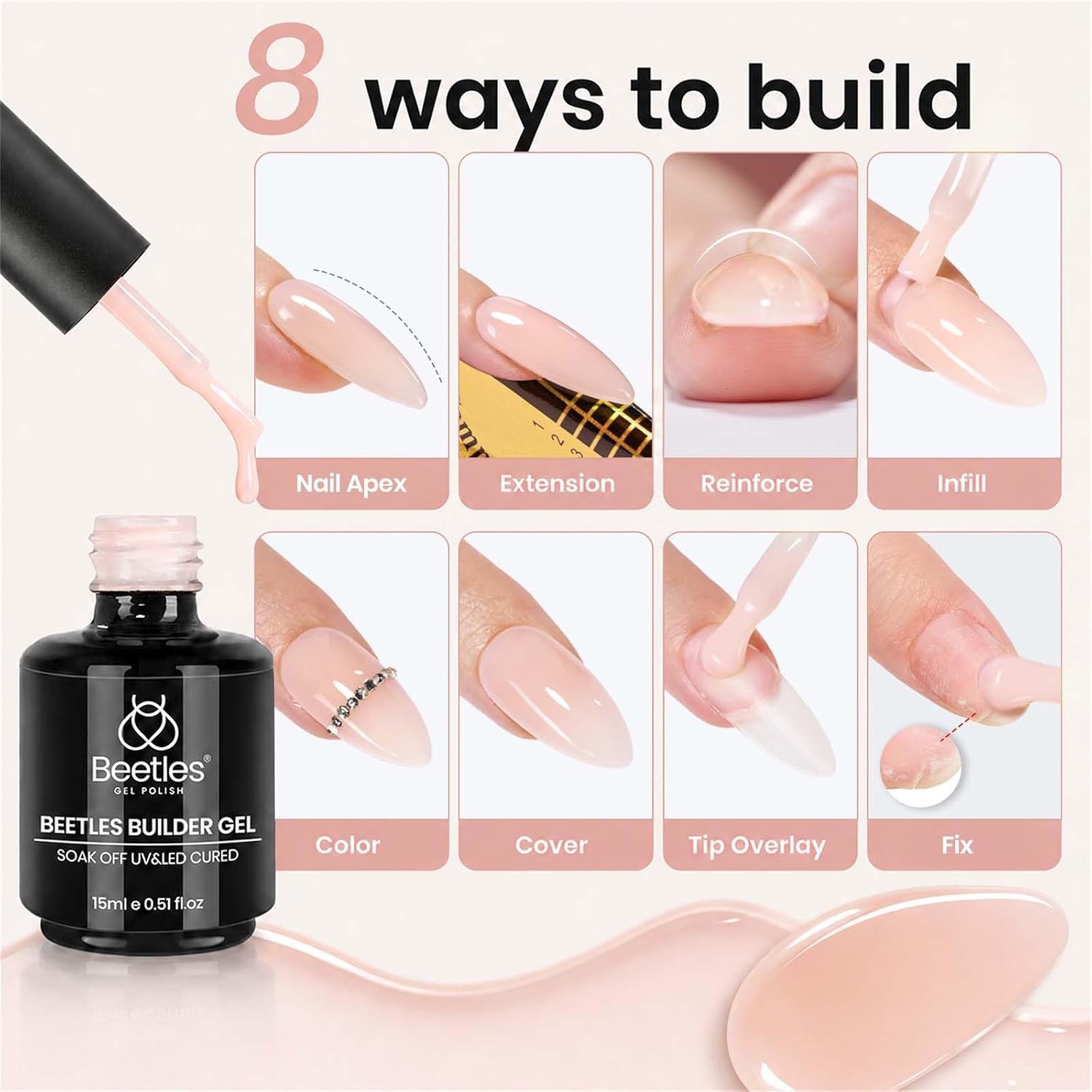 Detalle de Beetles Builder Gel 15ml Jelly Nude