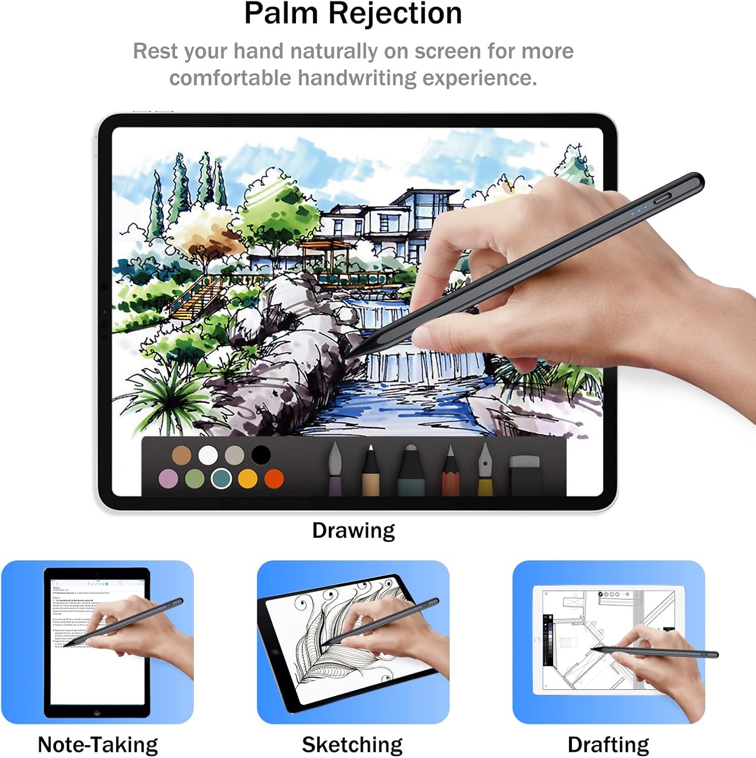 Detalle de Cisteen Stylus Pen for iPad with Tilt Sensor, Palm Rejection and USB-C Charging