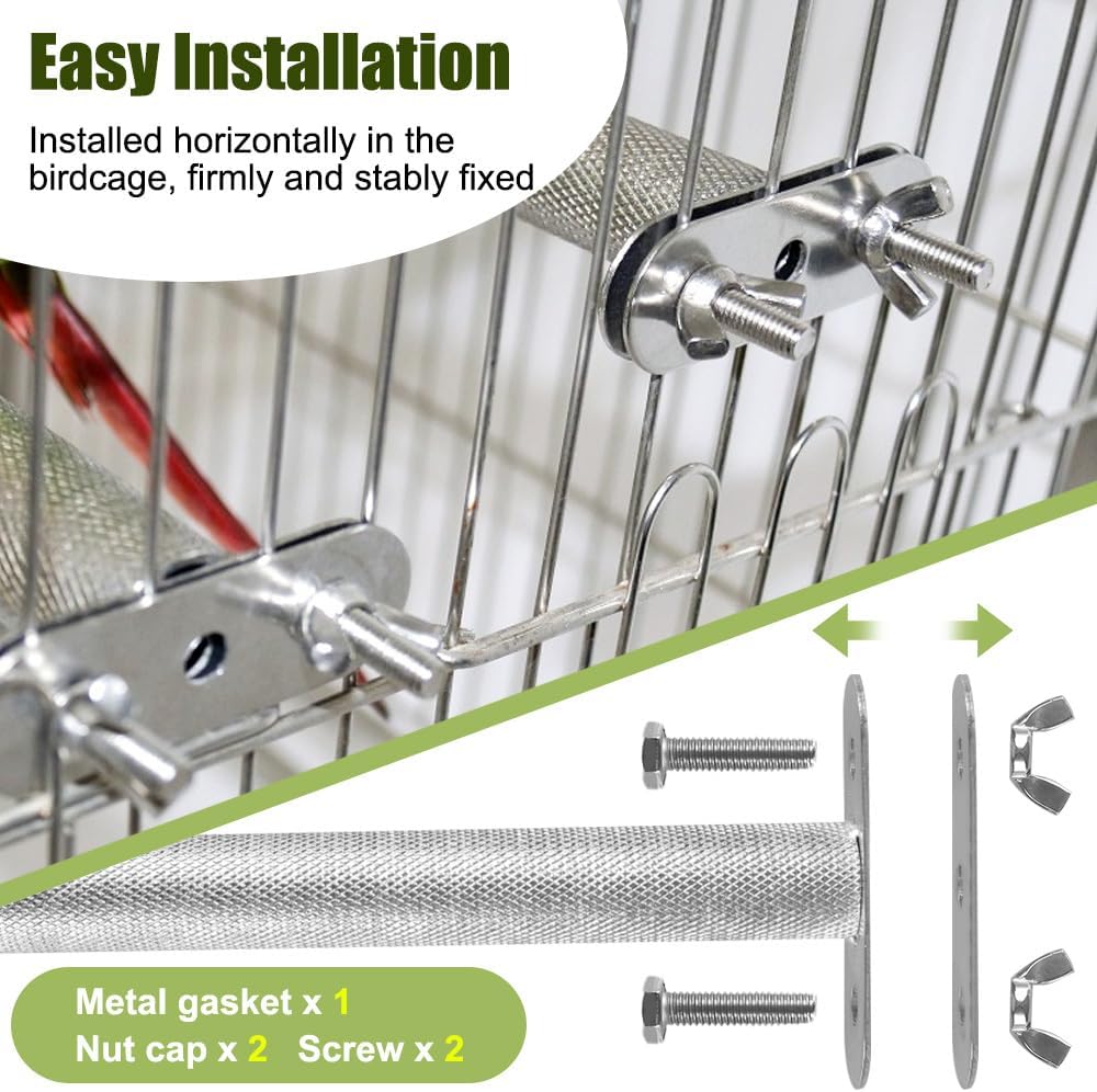 Detalle de Bird Stainless Steel Perch for Parrots and Budgies: Durable Nail and Beak Grooming Stand