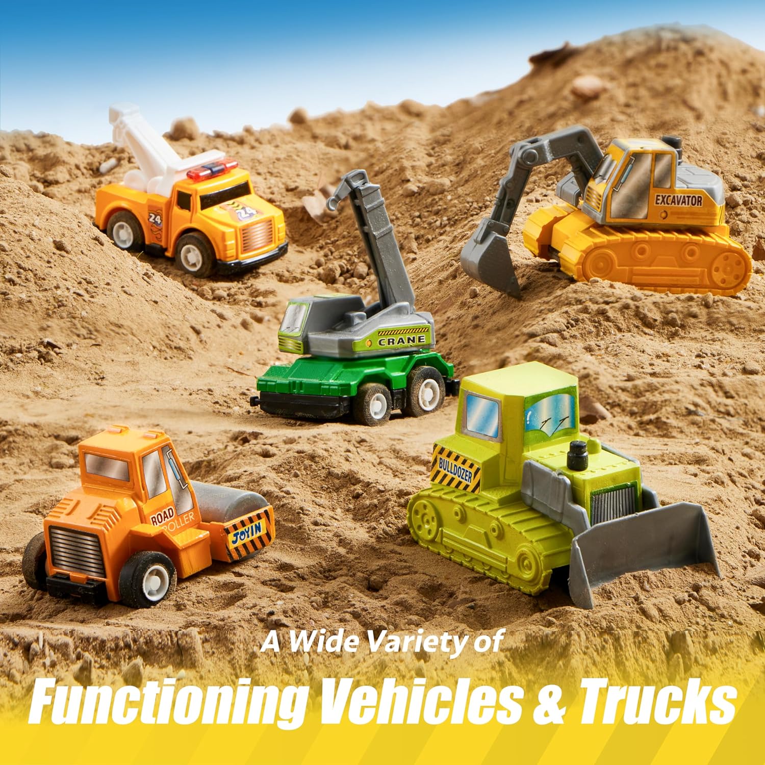 Thumbnail 4 de JOYIN 18-teiliges Zurückzieh-Spielzeugauto-Set (Friction-Powered) für Stadtautos & Lastwagen