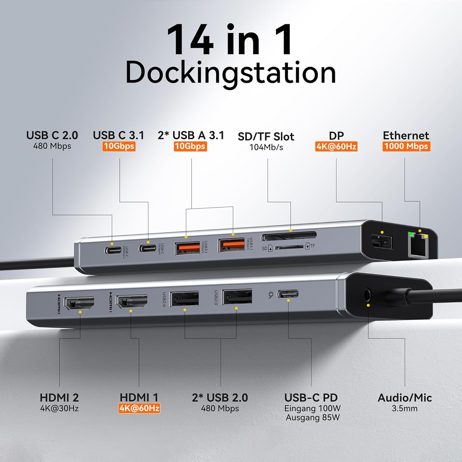 Detalle 2 de HODO Dockingstation USB C 14 in 1
