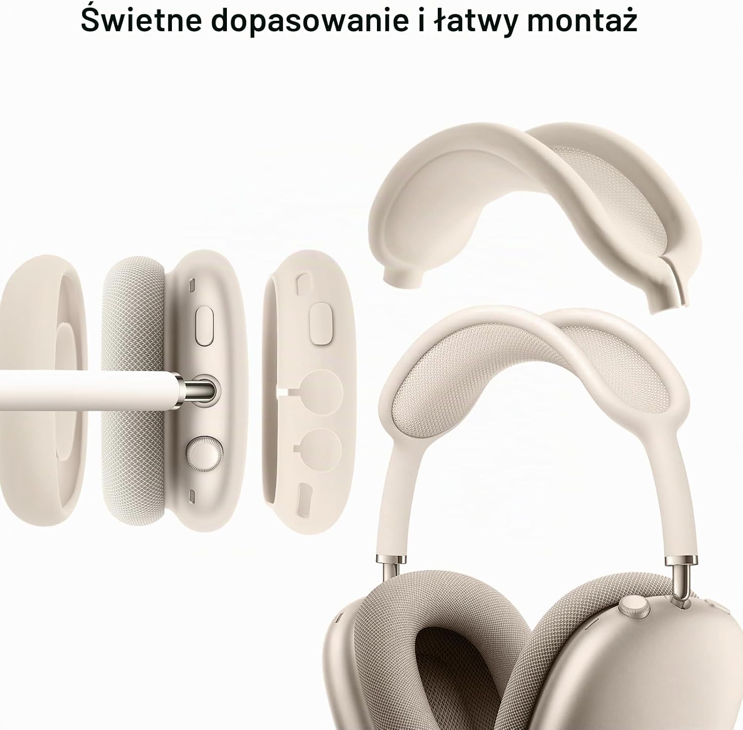 Detalle 2 de Ainiv silikonowe etui 3 w 1 do AirPods Max, Starlight