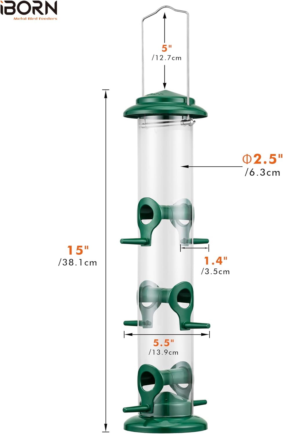 Thumbnail 5 de iBorn 15 Inch 6-Port Metal Bird Feeder