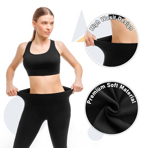 Detalle de Leafigure Lot de 2 leggings avec poches pour femme – taille haute, doux, noir (Large-X-Large)